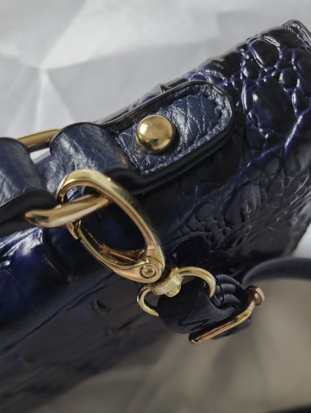 Brahmin Deep Purple Croc-Embossed Crossbody with Gold Turnlock - Picture 11 of 16